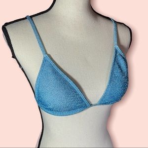 Kendall & Kylie Blue Sparkly Bikini Pacsun Swim Top Sz M